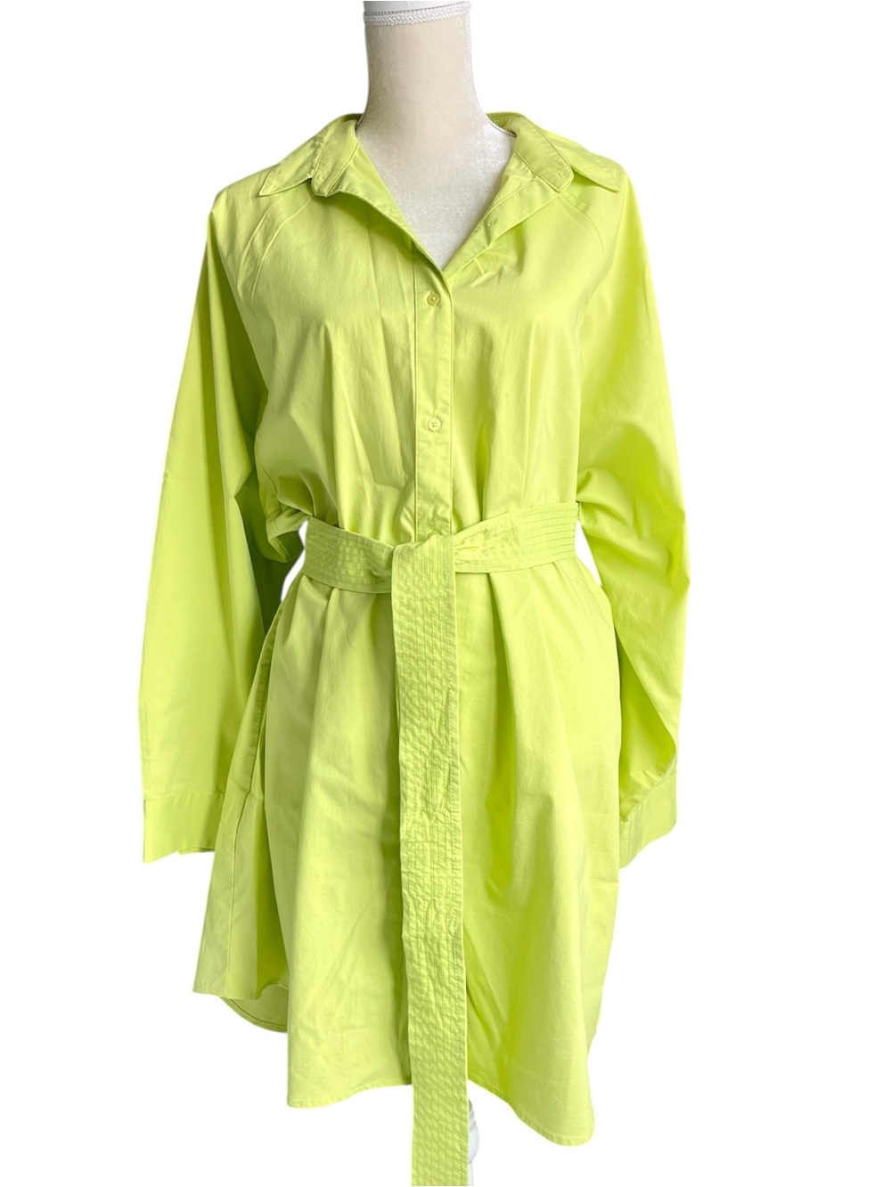 Express Neon Lime Cotton Beach Cover Up Shirt Dress  Tunic XL